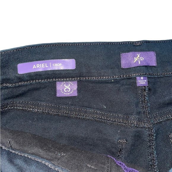 NYDJ Crop Capri Jeans Lift Tuck Tech Black Stretch Studded Rhinestone Cuff Sz 4 - Picture 2 of 4